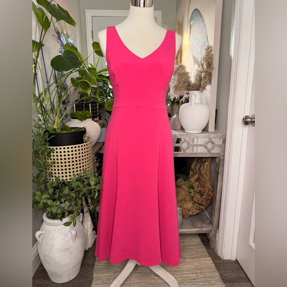 Black Halo Sleeveless Fuchsia V-Neck Midi Dress Style 3599050